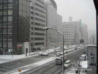 雪化粧の大津通り