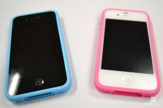 iPhoneバンパー水色、ピンク